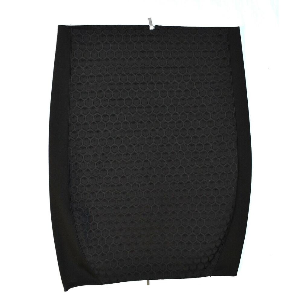 A4 Auth ELIE TAHARI Black Honeycomb Wool Blend 2-Way Zip Pencil Skirt Size US 10